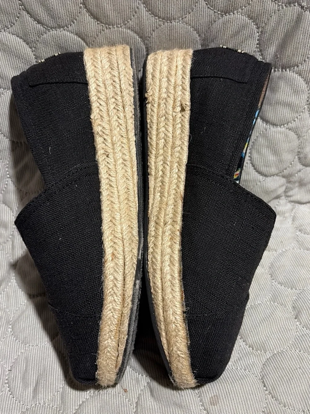 Skechers Black Canvas Espadrille Slip-On Flats